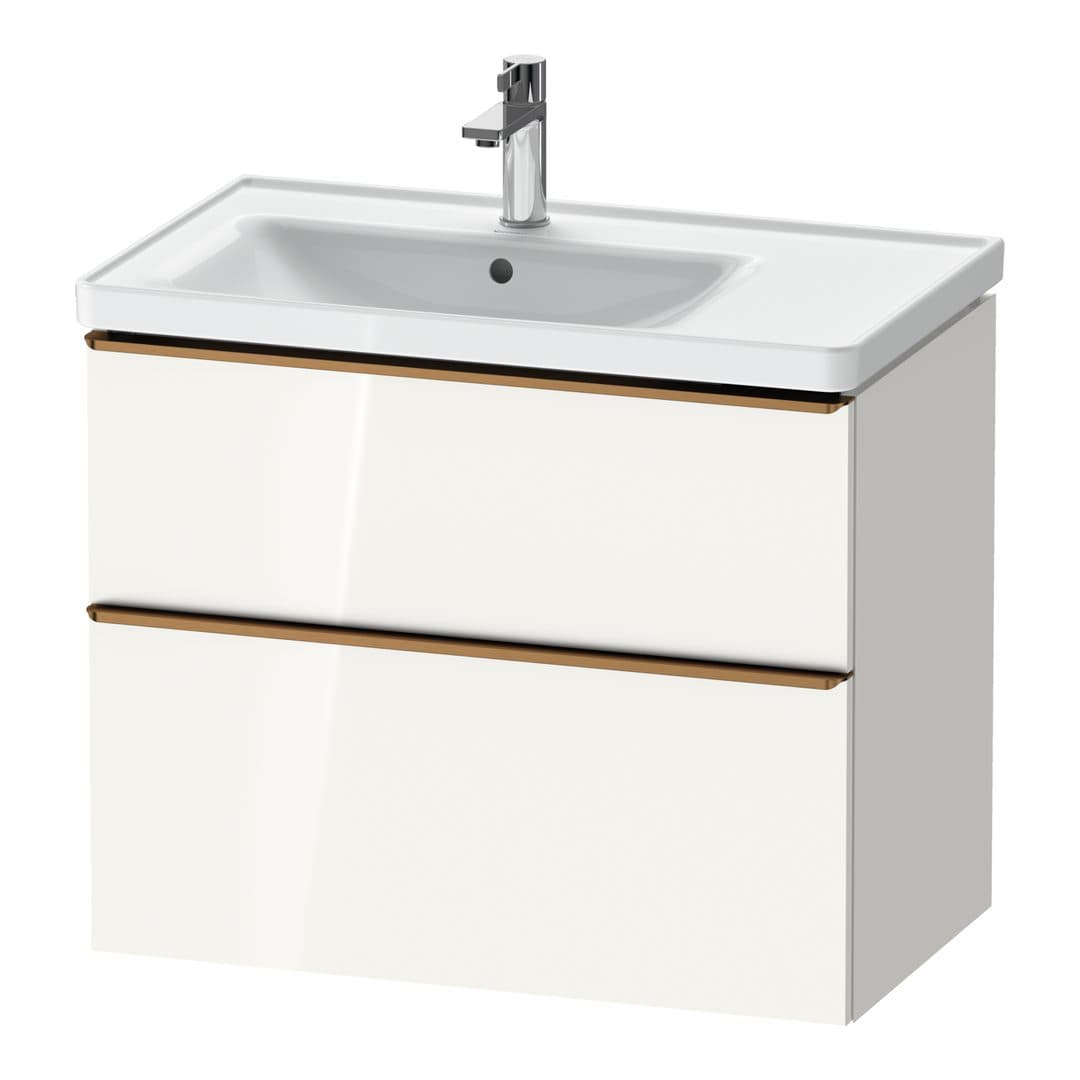 Duravit D-Neo – Έπιπλο Νιπτήρα – 784 mm, 2 συρτάρια, νιπτήρας αριστερά, Bronze Brushed – White High Gloss, Decor (DE4357004220000)
