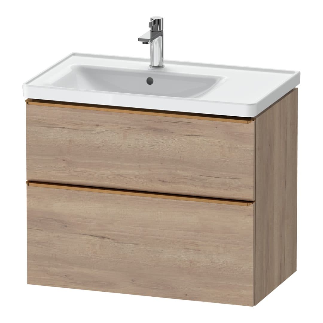 Duravit D-Neo – Έπιπλο Νιπτήρα – 784 mm, 2 συρτάρια, νιπτήρας αριστερά, Bronze Brushed – Marbled Oak Matt, Decor (DE4357004550000)