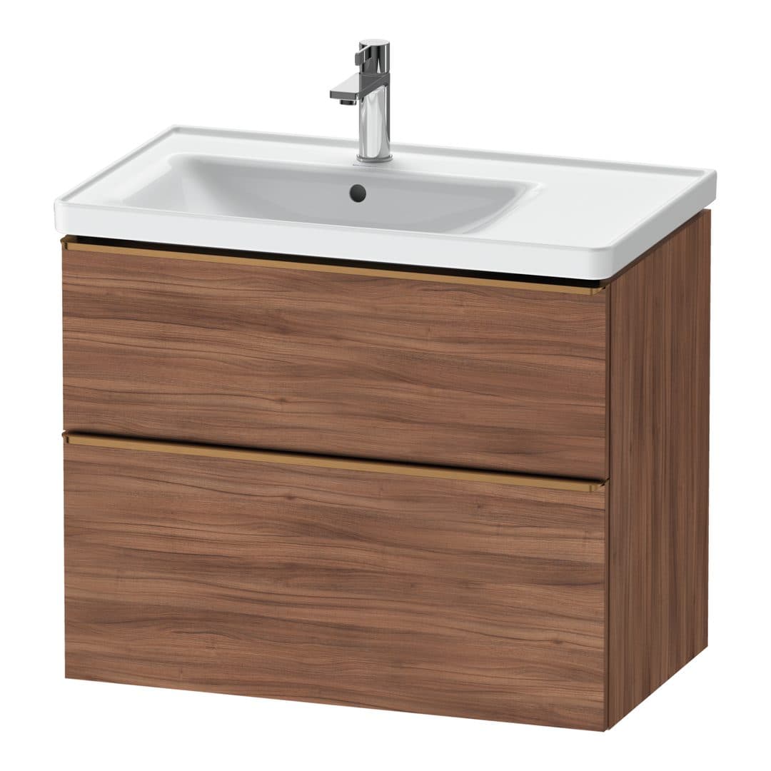 Duravit D-Neo – Έπιπλο Νιπτήρα – 784 mm, 2 συρτάρια, νιπτήρας αριστερά, Bronze Brushed – Walnut Matt, Decor (DE4357004790000)
