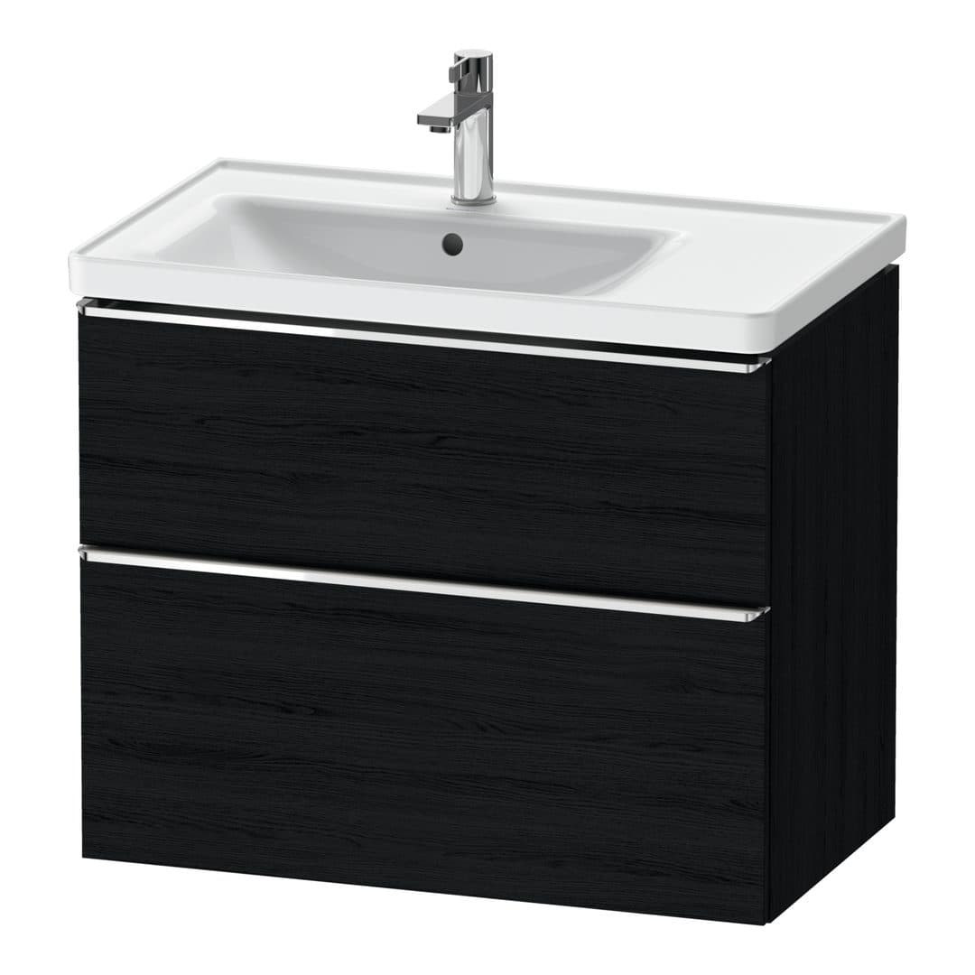 Duravit D-Neo – Έπιπλο Νιπτήρα – 784 mm, 2 συρτάρια, νιπτήρας αριστερά, Chrome High Gloss – Black oak Matt, Decor (DE4357010160000)