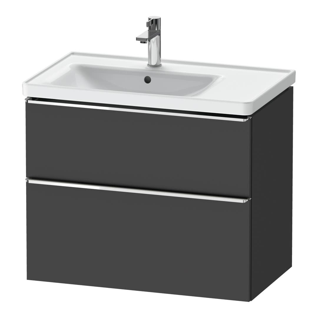 Duravit D-Neo – Έπιπλο Νιπτήρα – 784 mm, 2 συρτάρια, νιπτήρας αριστερά, Chrome High Gloss – Graphite Matt, Decor (DE4357010490000)