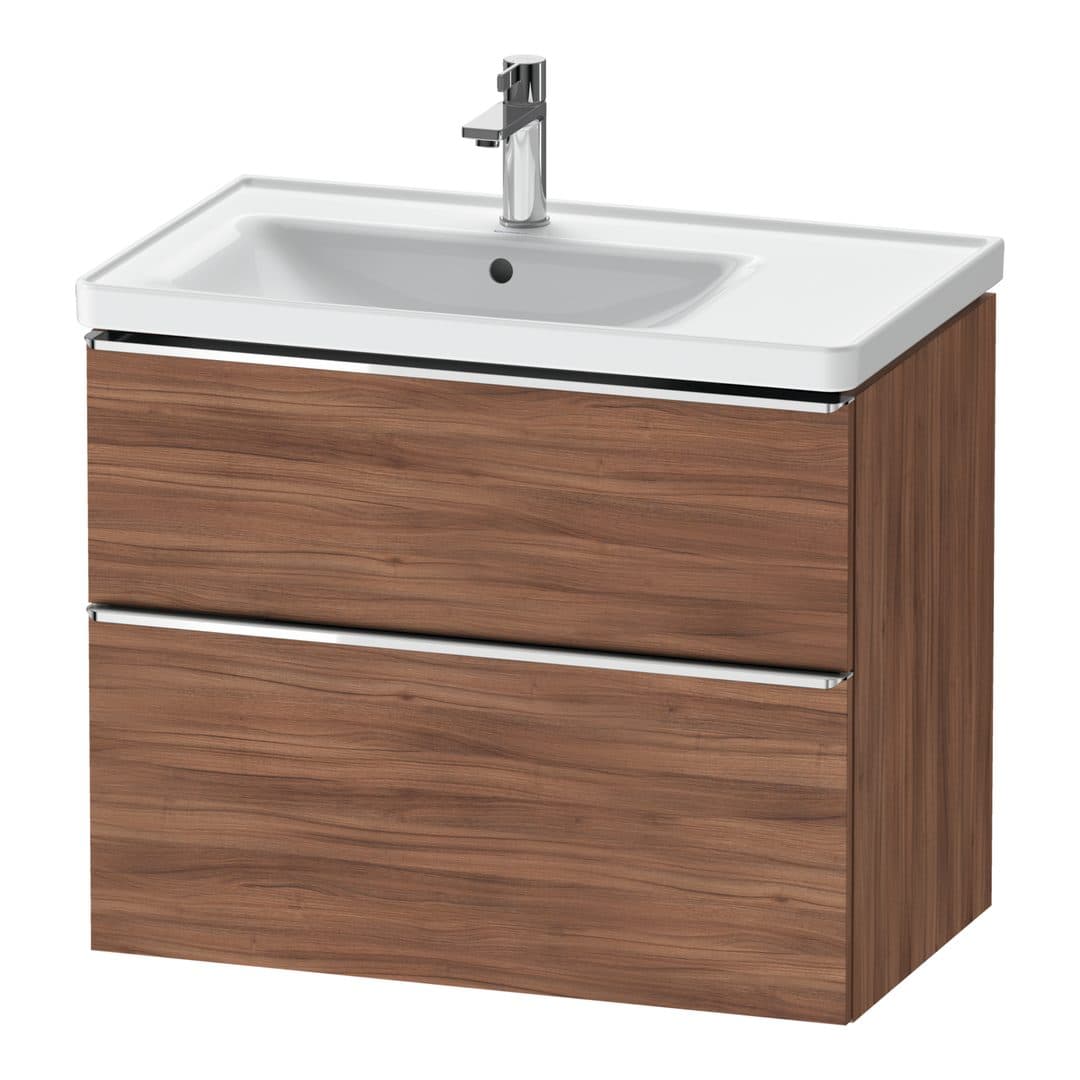 Duravit D-Neo – Έπιπλο Νιπτήρα – 784 mm, 2 συρτάρια, νιπτήρας αριστερά, Chrome High Gloss – Walnut Matt, Decor (DE4357010790000)