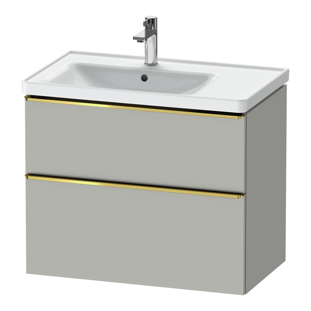 Duravit D-Neo – Έπιπλο Νιπτήρα – 784 mm, 2 συρτάρια, νιπτήρας αριστερά, Gold Polished – Concrete grey Matt, Decor (DE4357034070000)
