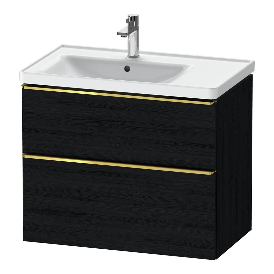 Duravit D-Neo – Έπιπλο Νιπτήρα – 784 mm, 2 συρτάρια, νιπτήρας αριστερά, Gold Polished – Black oak Matt, Decor (DE4357034160000)