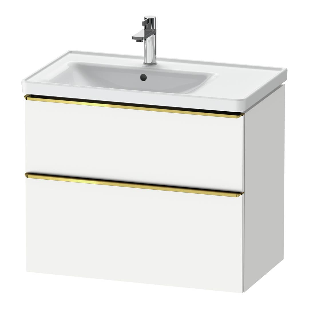 Duravit D-Neo – Έπιπλο Νιπτήρα – 784 mm, 2 συρτάρια, νιπτήρας αριστερά, Gold Polished – White Matt, Decor (DE4357034180000)