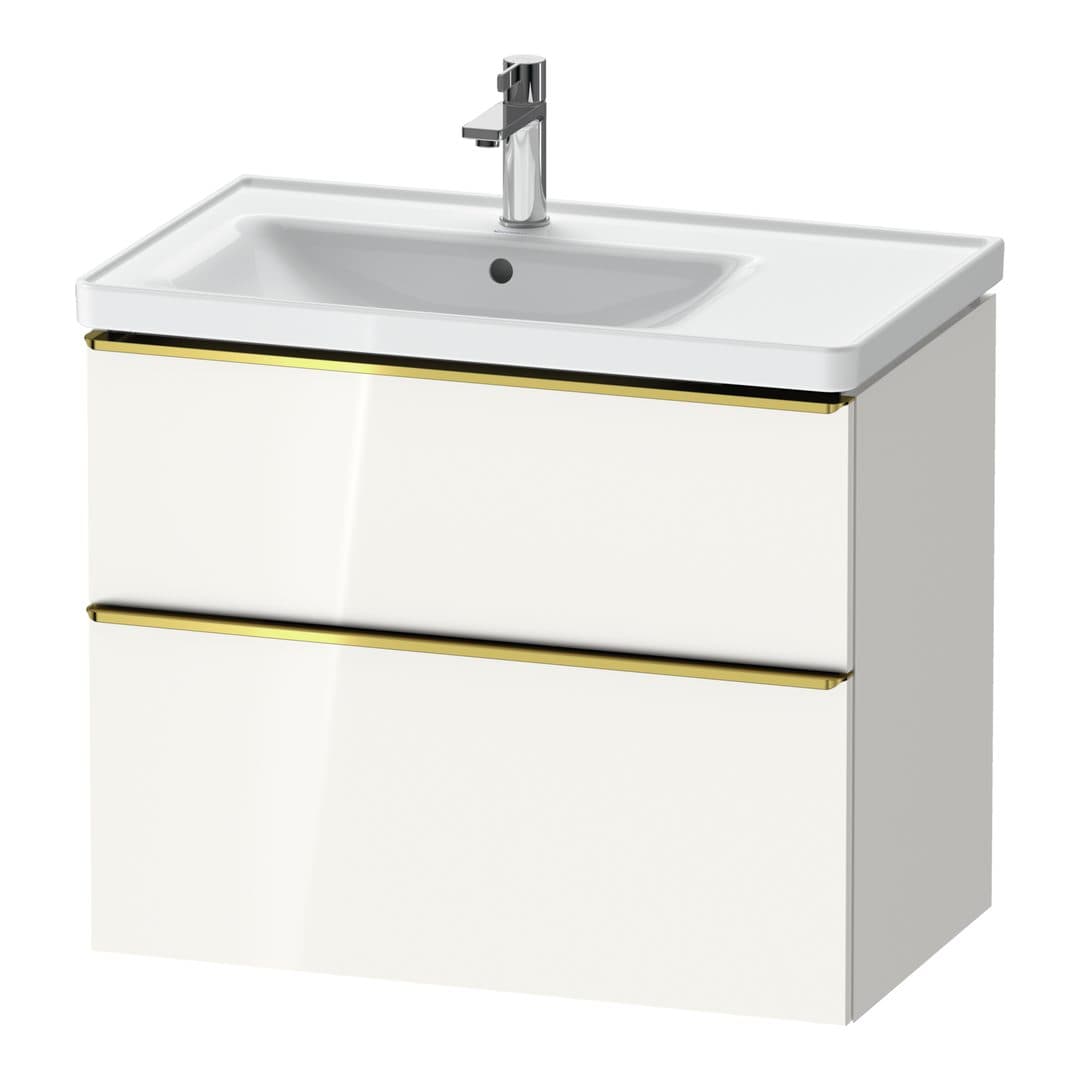 Duravit D-Neo – Έπιπλο Νιπτήρα – 784 mm, 2 συρτάρια, νιπτήρας αριστερά, Gold Polished – White High Gloss, Decor (DE4357034220000)