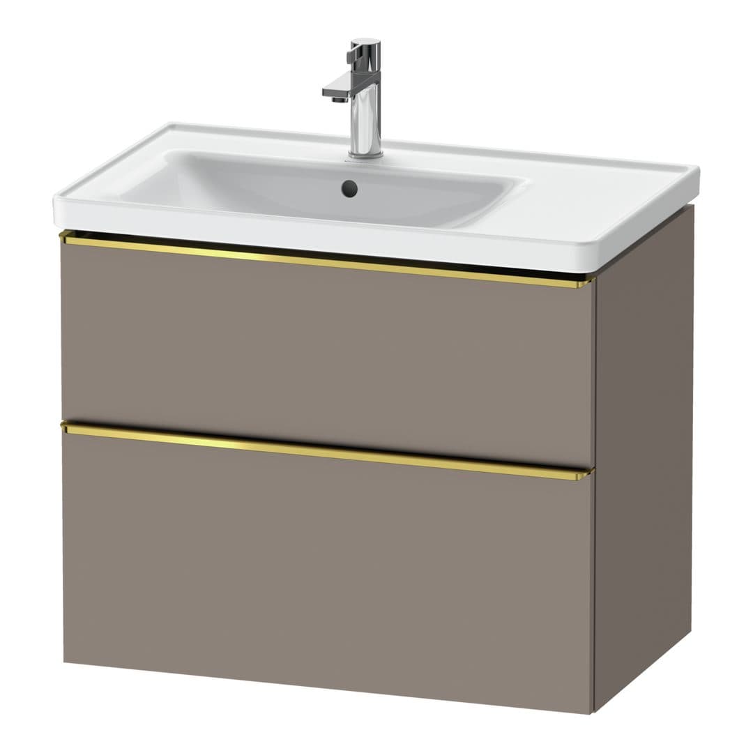 Duravit D-Neo – Έπιπλο Νιπτήρα – 784 mm, 2 συρτάρια, νιπτήρας αριστερά, Gold Polished – Basalte Matt, Decor (DE4357034430000)