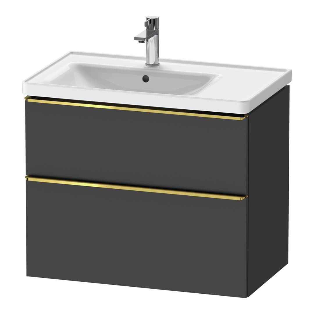 Duravit D-Neo – Έπιπλο Νιπτήρα – 784 mm, 2 συρτάρια, νιπτήρας αριστερά, Gold Polished – Graphite Matt, Decor (DE4357034490000)