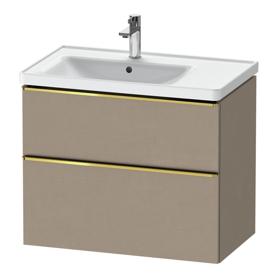 Duravit D-Neo – Έπιπλο Νιπτήρα – 784 mm, 2 συρτάρια, νιπτήρας αριστερά, Gold Polished – Linen Matt, Decor (DE4357034750000)
