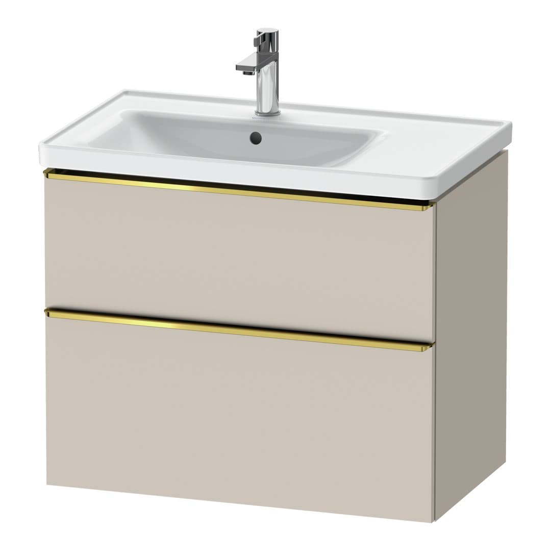 Duravit D-Neo – Έπιπλο Νιπτήρα – 784 mm, 2 συρτάρια, νιπτήρας αριστερά, Gold Polished – Taupe Matt, Decor (DE4357034910000)