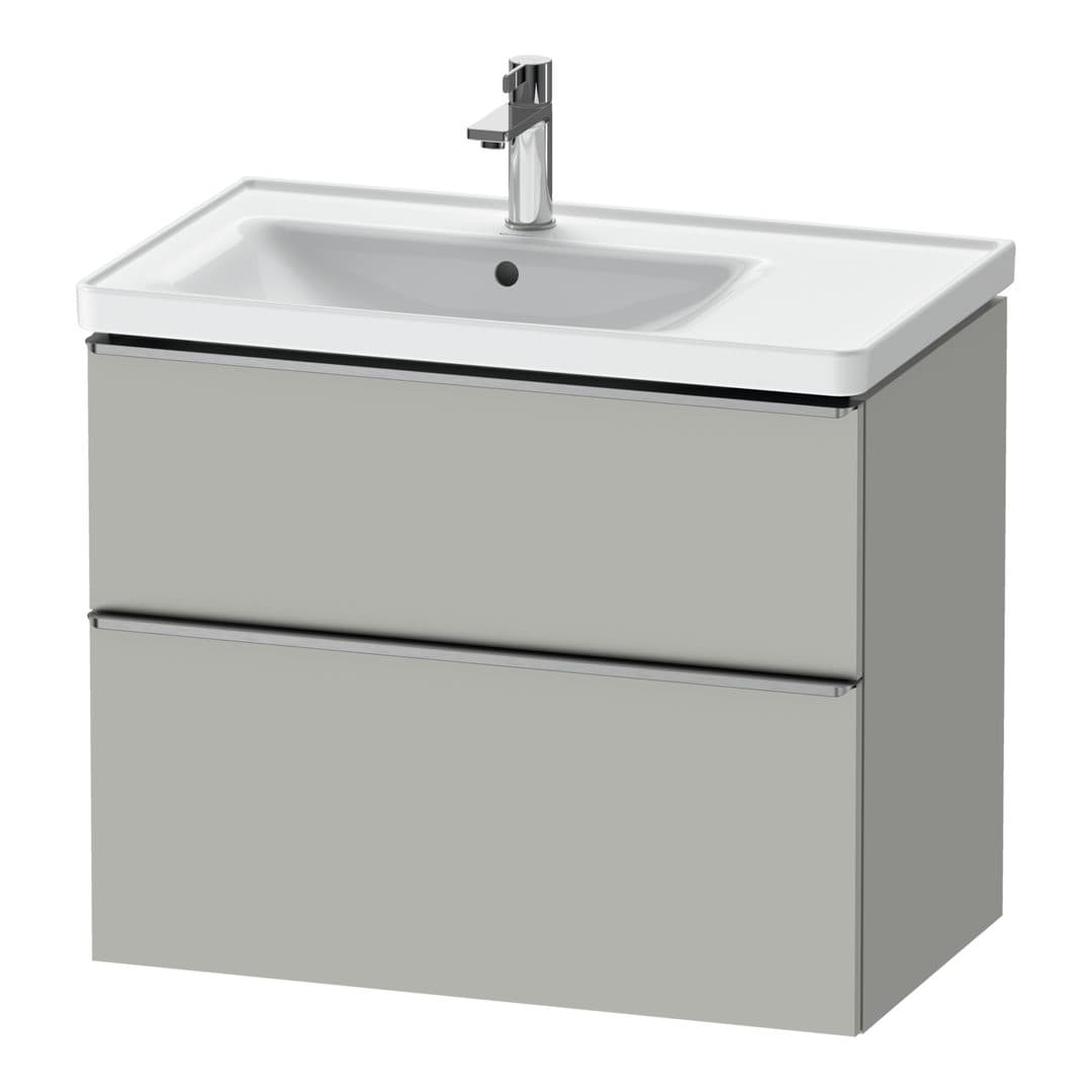 Duravit D-Neo – Έπιπλο Νιπτήρα – 784 mm, 2 συρτάρια, νιπτήρας αριστερά, Stainless steel Brushed – Concrete grey Matt, Decor (DE4357070070000)