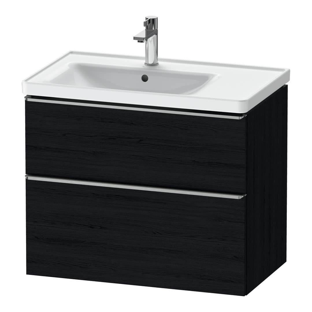 Duravit D-Neo – Έπιπλο Νιπτήρα – 784 mm, 2 συρτάρια, νιπτήρας αριστερά, Stainless steel Brushed – Black oak Matt, Decor (DE4357070160000)