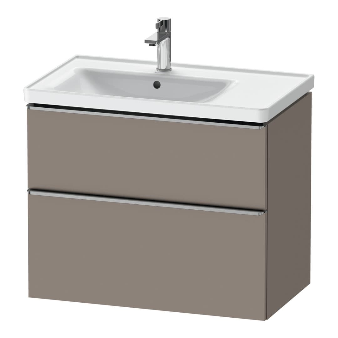 Duravit D-Neo – Έπιπλο Νιπτήρα – 784 mm, 2 συρτάρια, νιπτήρας αριστερά, Stainless steel Brushed – Basalte Matt, Decor (DE4357070430000)