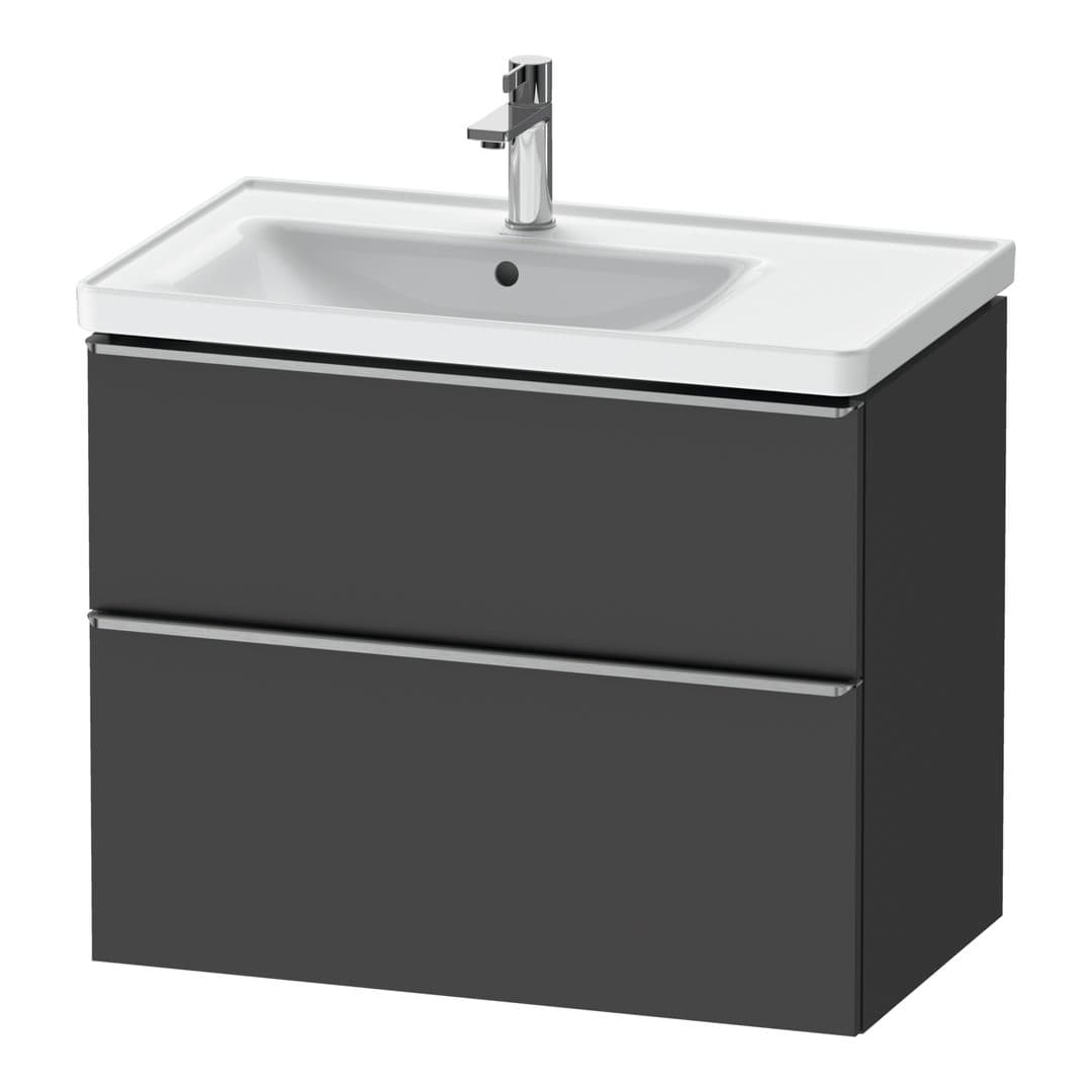 Duravit D-Neo – Έπιπλο Νιπτήρα – 784 mm, 2 συρτάρια, νιπτήρας αριστερά, Stainless steel Brushed – Graphite Matt, Decor (DE4357070490000)