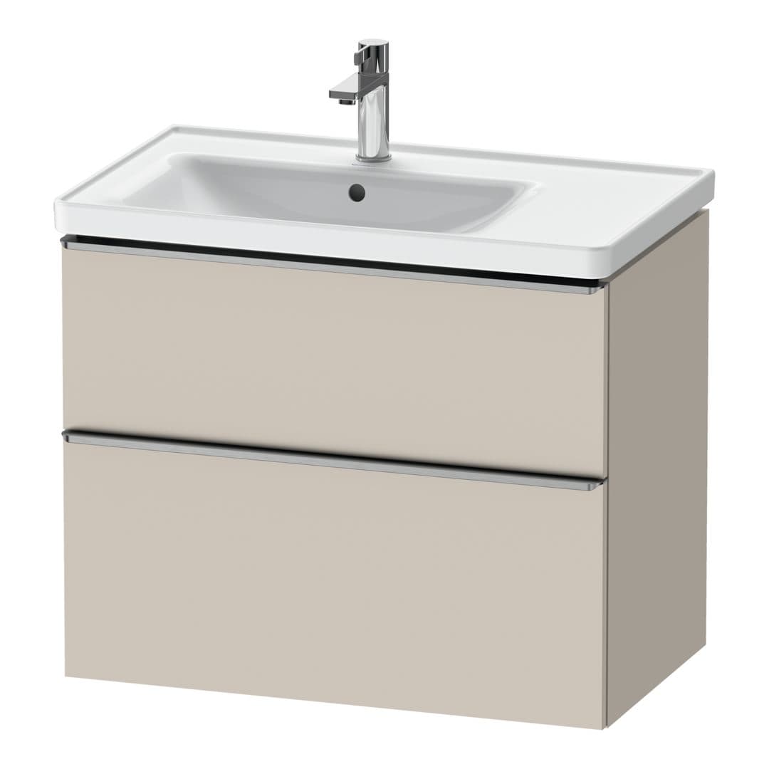 Duravit D-Neo – Έπιπλο Νιπτήρα – 784 mm, 2 συρτάρια, νιπτήρας αριστερά, Stainless steel Brushed – Taupe Matt, Decor (DE4357070910000)
