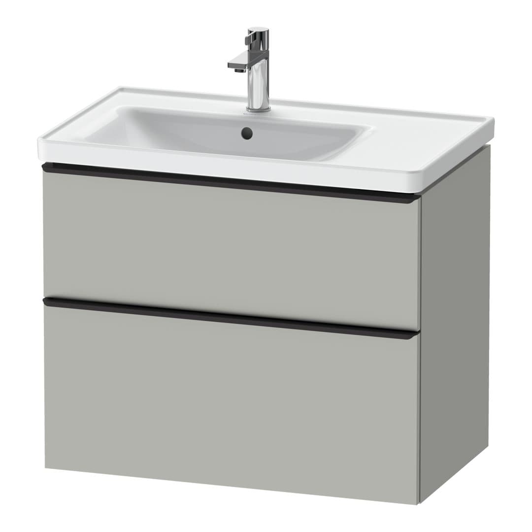 Duravit D-Neo – Έπιπλο Νιπτήρα – 784 mm, 2 συρτάρια, νιπτήρας αριστερά, Diamond black Matt – Concrete grey Matt, Decor (DE43570BD070000)