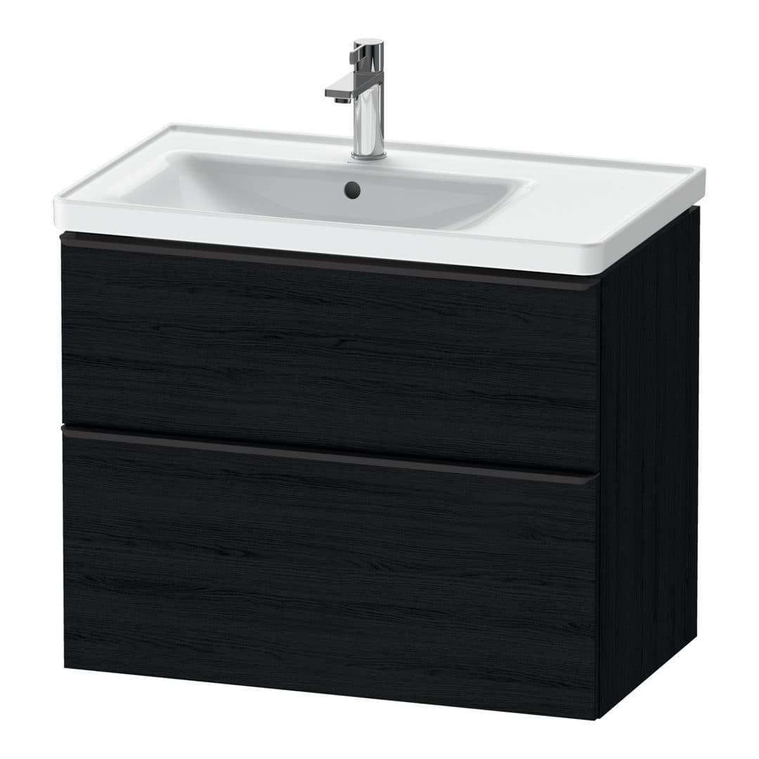 Duravit D-Neo – Έπιπλο Νιπτήρα – 784 mm, 2 συρτάρια, νιπτήρας αριστερά, Diamond black Matt – Black oak Matt, Decor (DE43570BD160000)