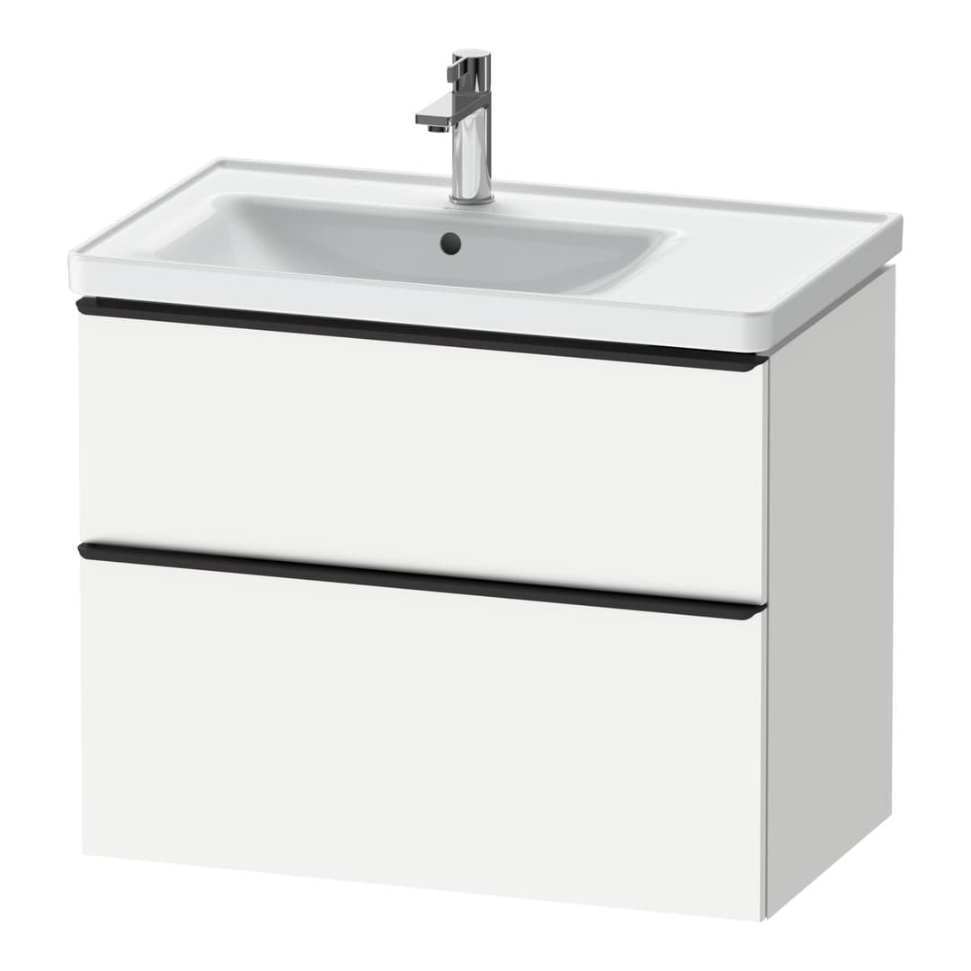 Duravit D-Neo – Έπιπλο Νιπτήρα – 784 mm, 2 συρτάρια, νιπτήρας αριστερά, Diamond black Matt – White Matt, Decor (DE43570BD180000)