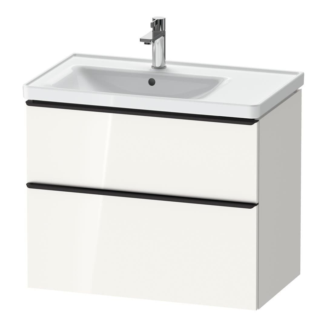 Duravit D-Neo – Έπιπλο Νιπτήρα – 784 mm, 2 συρτάρια, νιπτήρας αριστερά, Diamond black Matt – White High Gloss, Decor (DE43570BD220000)
