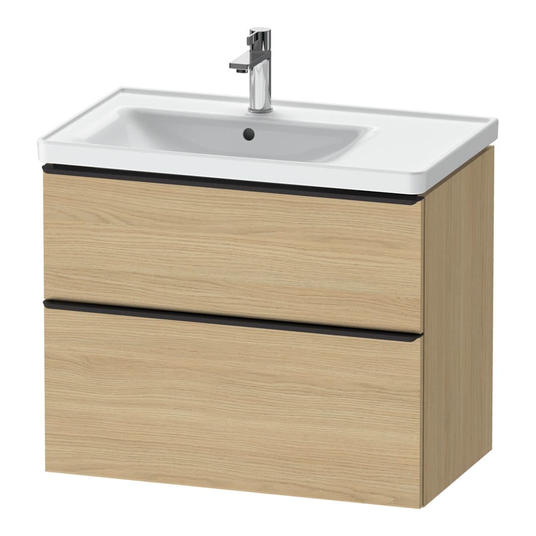 Duravit D-Neo – Έπιπλο Νιπτήρα – 784 mm, 2 συρτάρια, νιπτήρας αριστερά, Diamond black Matt – Natural oak, Decor (DE43570BD300000)