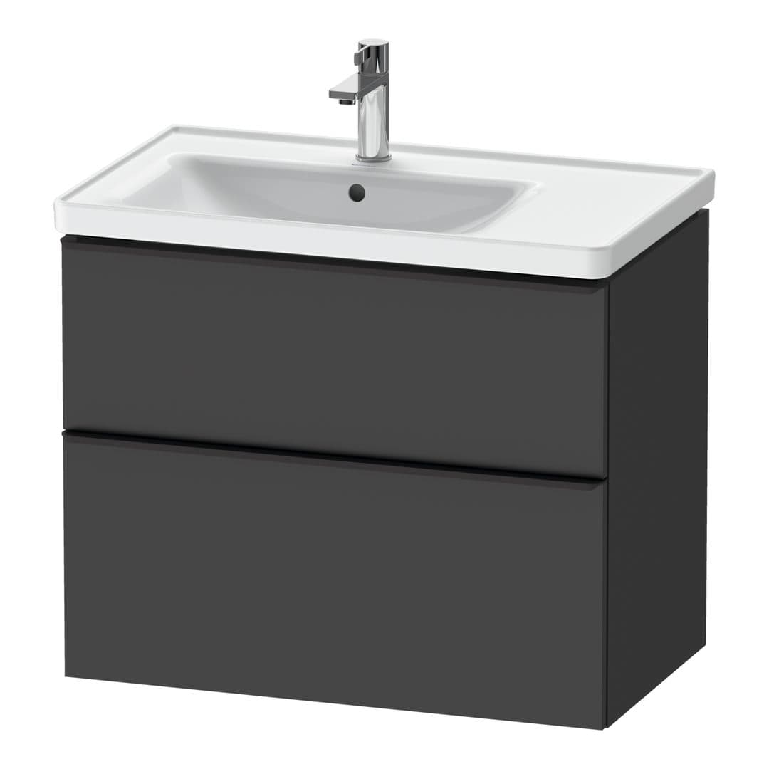 Duravit D-Neo – Έπιπλο Νιπτήρα – 784 mm, 2 συρτάρια, νιπτήρας αριστερά, Diamond black Matt – Graphite Matt, Decor (DE43570BD490000)