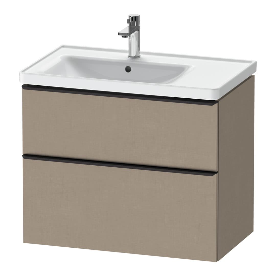 Duravit D-Neo – Έπιπλο Νιπτήρα – 784 mm, 2 συρτάρια, νιπτήρας αριστερά, Diamond black Matt – Linen Matt, Decor (DE43570BD750000)