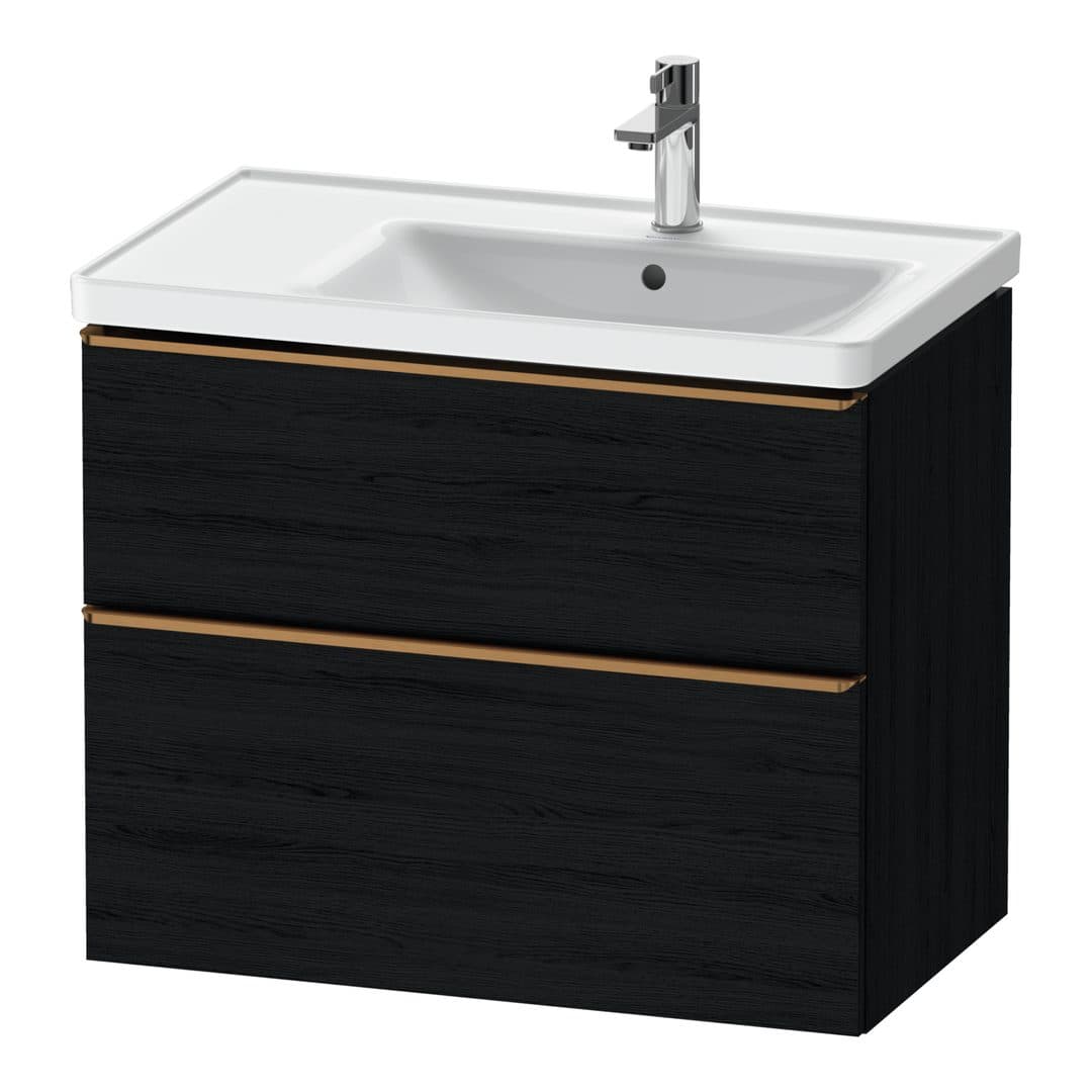 Duravit D-Neo – Έπιπλο Νιπτήρα – 784 mm, 2 συρτάρια, νιπτήρας δεξιά, Bronze Brushed – Black oak Matt, Decor (DE4358004160000)