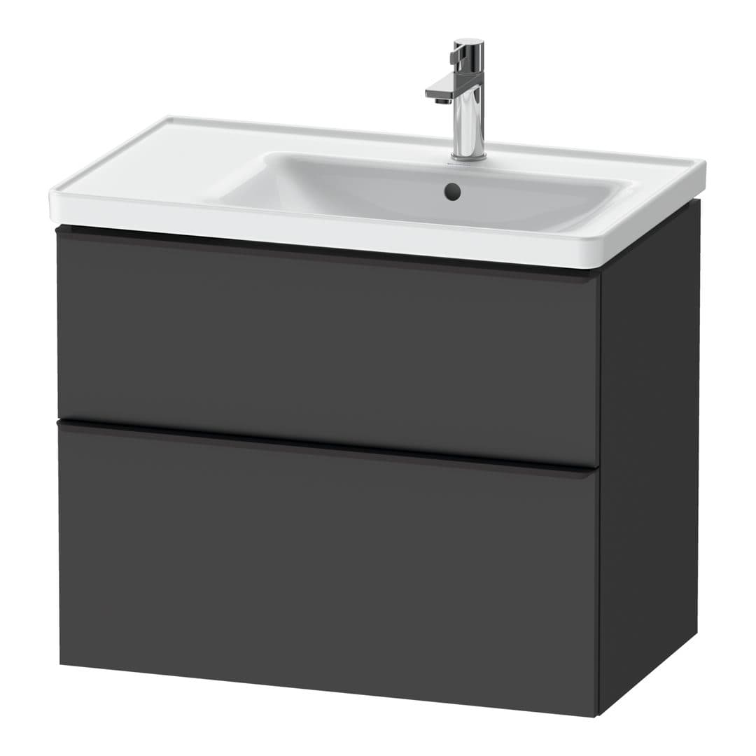 Duravit D-Neo – Έπιπλο Νιπτήρα – 784 mm, 2 συρτάρια, νιπτήρας δεξιά, Diamond black Matt – Graphite Matt, Decor (DE43580BD490000)