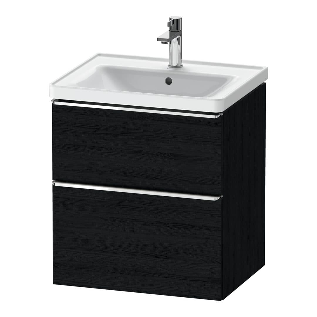 Duravit D-Neo – Έπιπλο Νιπτήρα – 584 mm, 2 συρτάρια, νιπτήρας κέντρο, 584 x 452 x 625 mm, Chrome High Gloss – Black oak Matt, Decor (DE4359010160000)