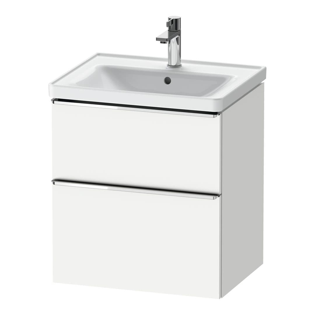 Duravit D-Neo – Έπιπλο Νιπτήρα – 584 mm, 2 συρτάρια, νιπτήρας κέντρο, 584 x 452 x 625 mm, Chrome High Gloss – White Matt, Decor (DE4359010180000)