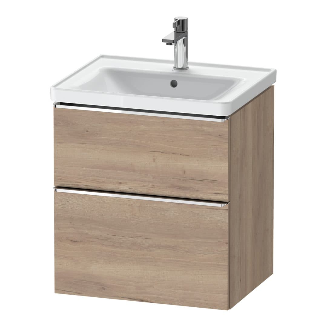 Duravit D-Neo – Έπιπλο Νιπτήρα – 584 mm, 2 συρτάρια, νιπτήρας κέντρο, 584 x 452 x 625 mm, Chrome High Gloss – Marbled Oak Matt, Decor (DE4359010550000)