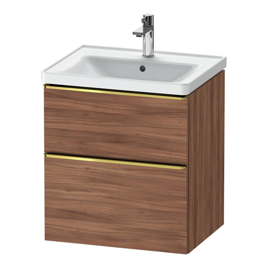 Duravit D-Neo – Έπιπλο Νιπτήρα – 584 mm, 2 συρτάρια, νιπτήρας κέντρο, 584 x 452 x 625 mm, Gold Polished – Walnut Matt, Decor (DE4359034790000)