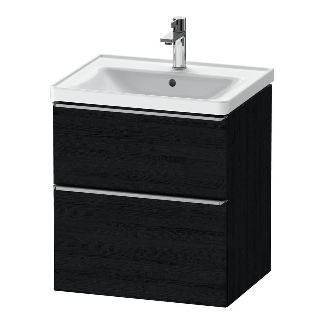 Duravit D-Neo – Έπιπλο Νιπτήρα – 584 mm, 2 συρτάρια, νιπτήρας κέντρο, 584 x 452 x 625 mm, Stainless steel Brushed – Black oak Matt, Decor (DE4359070160000)