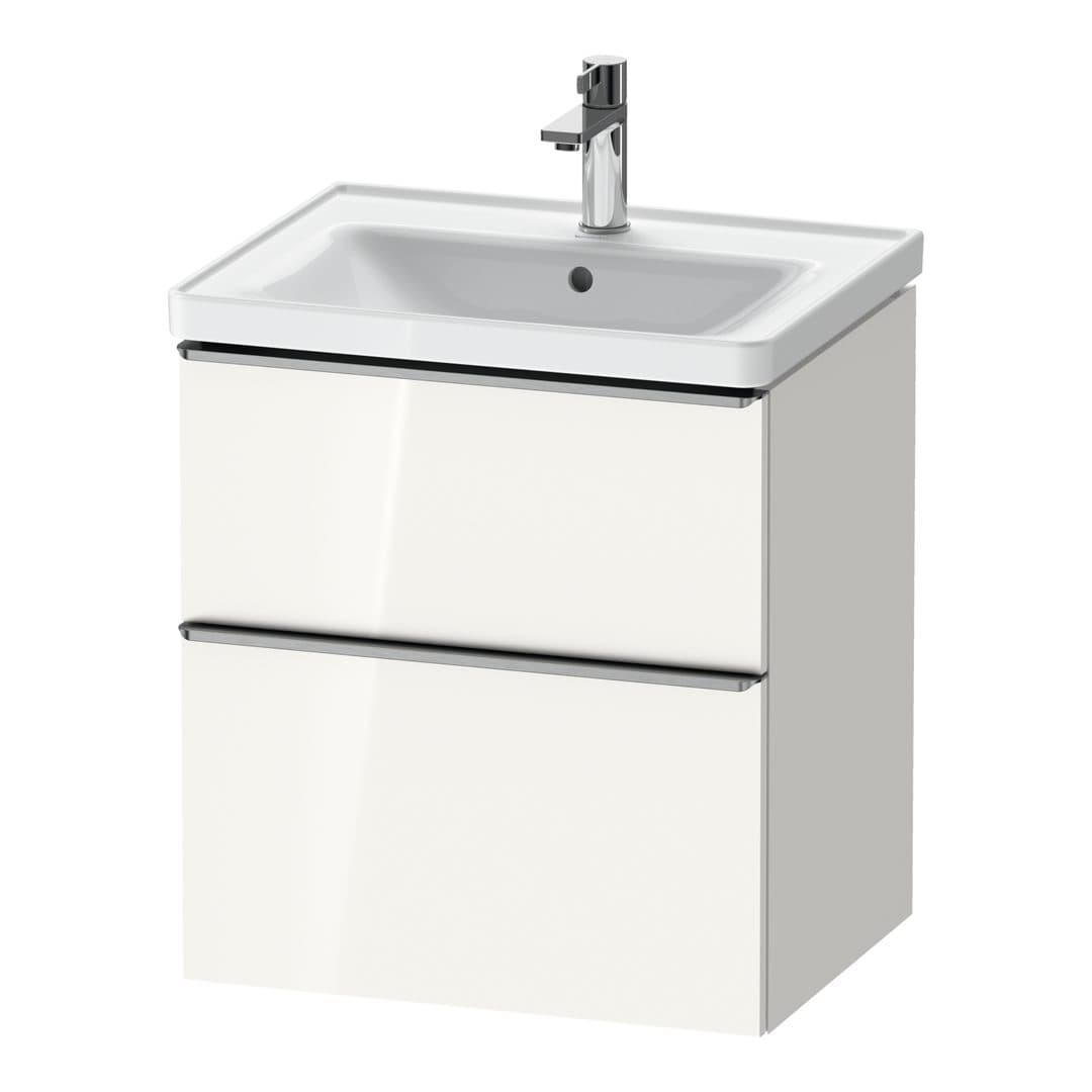 Duravit D-Neo – Έπιπλο Νιπτήρα – 584 mm, 2 συρτάρια, νιπτήρας κέντρο, 584 x 452 x 625 mm, Stainless steel Brushed – White High Gloss, Decor (DE4359070220000)