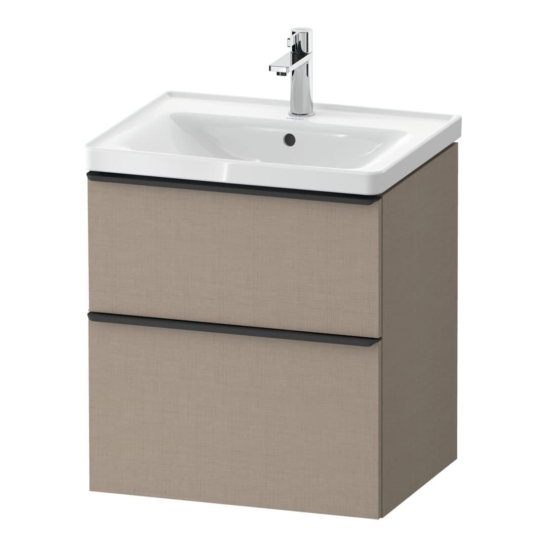 Duravit D-Neo – Έπιπλο Νιπτήρα – 584 mm, 2 συρτάρια, νιπτήρας κέντρο, 584 x 452 x 625 mm, Diamond black Matt – Linen Matt, Decor (DE43590BD750000)