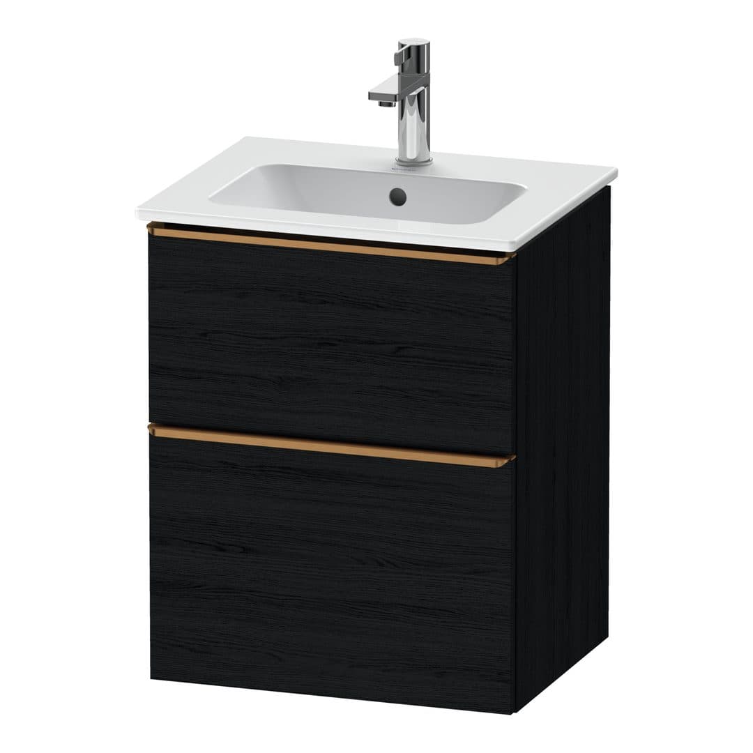 Duravit D-Neo – Έπιπλο Νιπτήρα – 510 mm, 2 συρτάρια, νιπτήρας κέντρο, Bronze Brushed – Black oak Matt, Decor (DE4360004160000)
