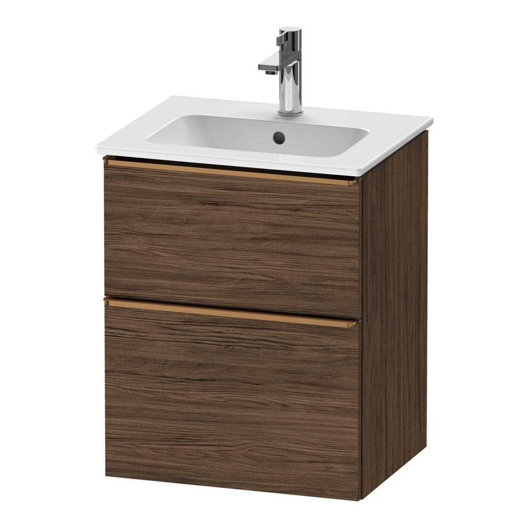 Duravit D-Neo – Έπιπλο Νιπτήρα – 510 mm, 2 συρτάρια, νιπτήρας κέντρο, Bronze Brushed – Walnut dark Matt, Decor (DE4360004210000)
