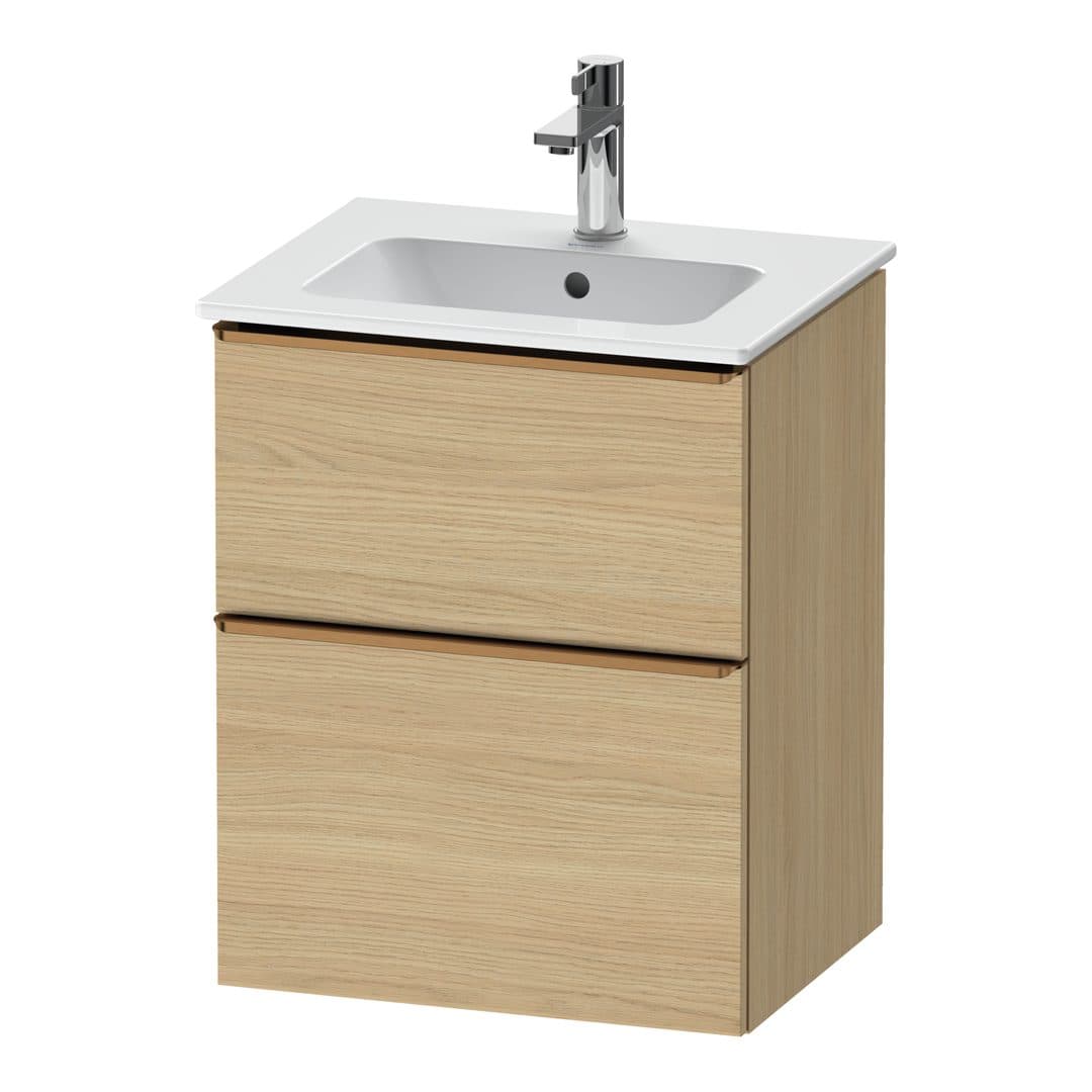 Duravit D-Neo – Έπιπλο Νιπτήρα – 510 mm, 2 συρτάρια, νιπτήρας κέντρο, Bronze Brushed – Natural oak, Decor (DE4360004300000)