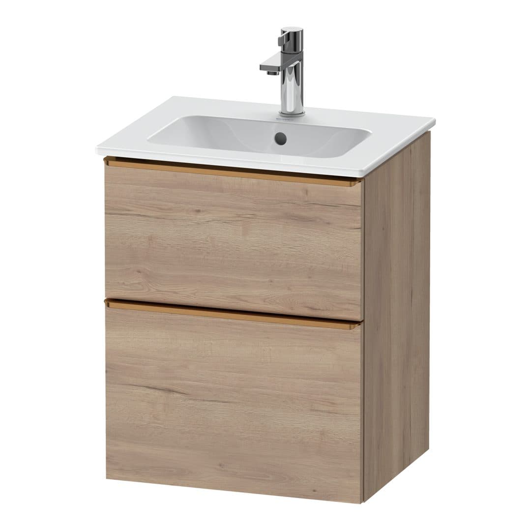 Duravit D-Neo – Έπιπλο Νιπτήρα – 510 mm, 2 συρτάρια, νιπτήρας κέντρο, Bronze Brushed – Marbled Oak Matt, Decor (DE4360004550000)
