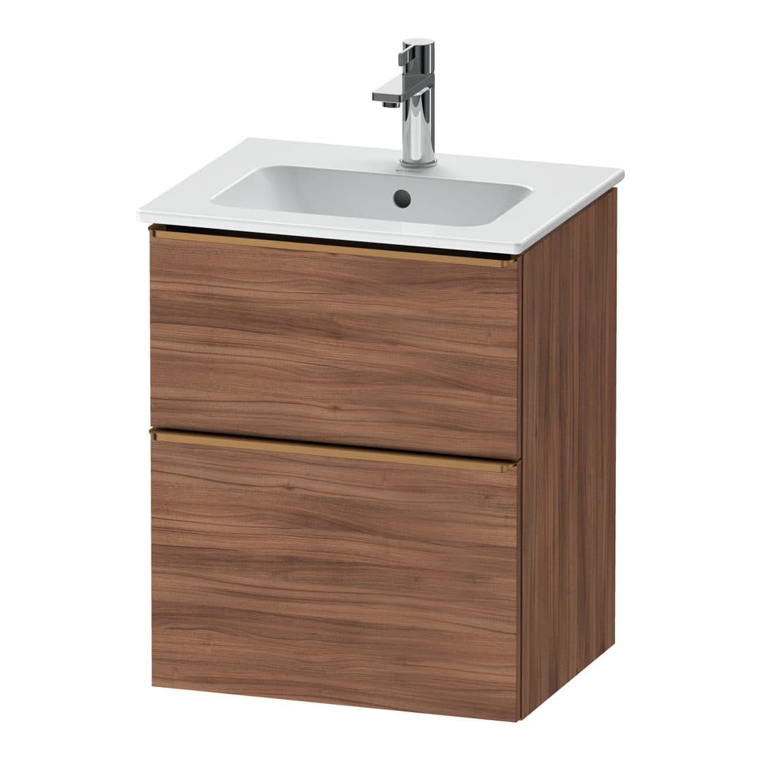 Duravit D-Neo – Έπιπλο Νιπτήρα – 510 mm, 2 συρτάρια, νιπτήρας κέντρο, Bronze Brushed – Walnut Matt, Decor (DE4360004790000)