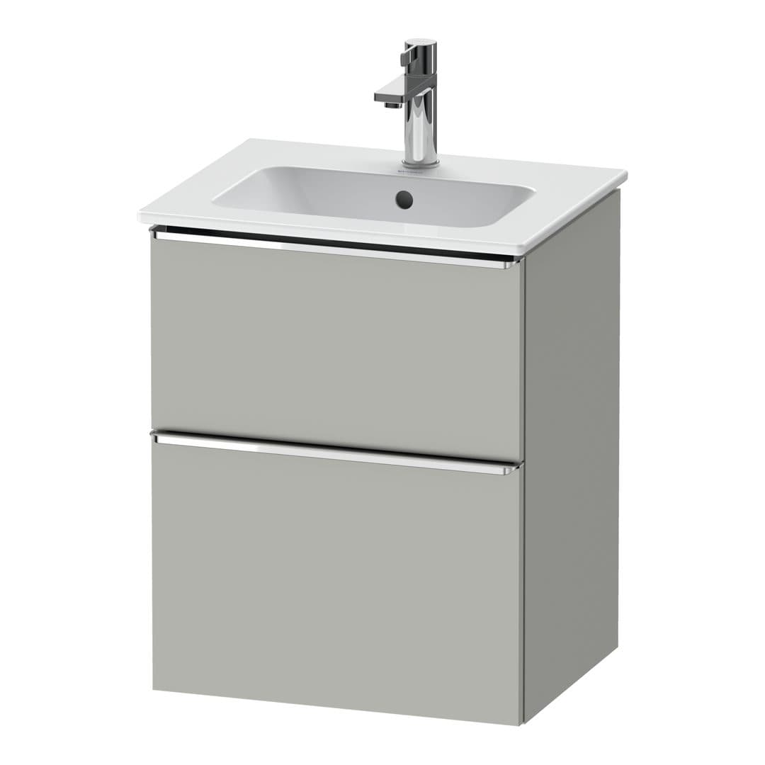 Duravit D-Neo – Έπιπλο Νιπτήρα – 510 mm, 2 συρτάρια, νιπτήρας κέντρο, Chrome High Gloss – Concrete grey Matt, Decor (DE4360010070000)