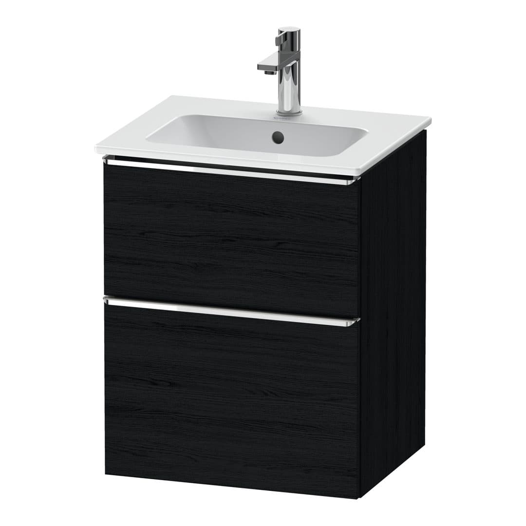 Duravit D-Neo – Έπιπλο Νιπτήρα – 510 mm, 2 συρτάρια, νιπτήρας κέντρο, Chrome High Gloss – Black oak Matt, Decor (DE4360010160000)