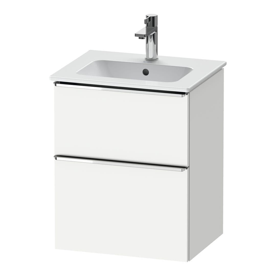Duravit D-Neo – Έπιπλο Νιπτήρα – 510 mm, 2 συρτάρια, νιπτήρας κέντρο, Chrome High Gloss – White Matt, Decor (DE4360010180000)