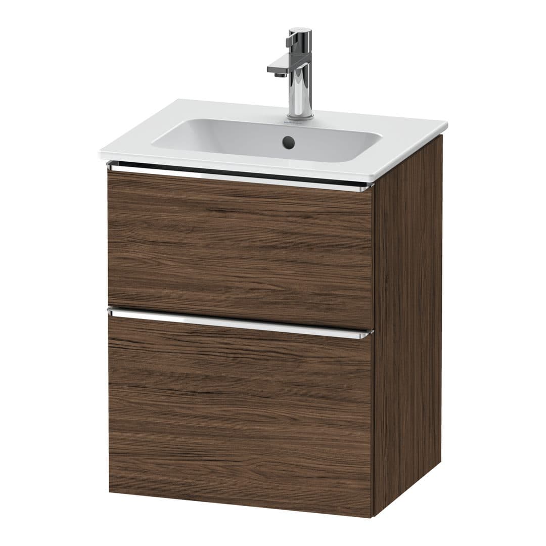 Duravit D-Neo – Έπιπλο Νιπτήρα – 510 mm, 2 συρτάρια, νιπτήρας κέντρο, Chrome High Gloss – Walnut dark Matt, Decor (DE4360010210000)