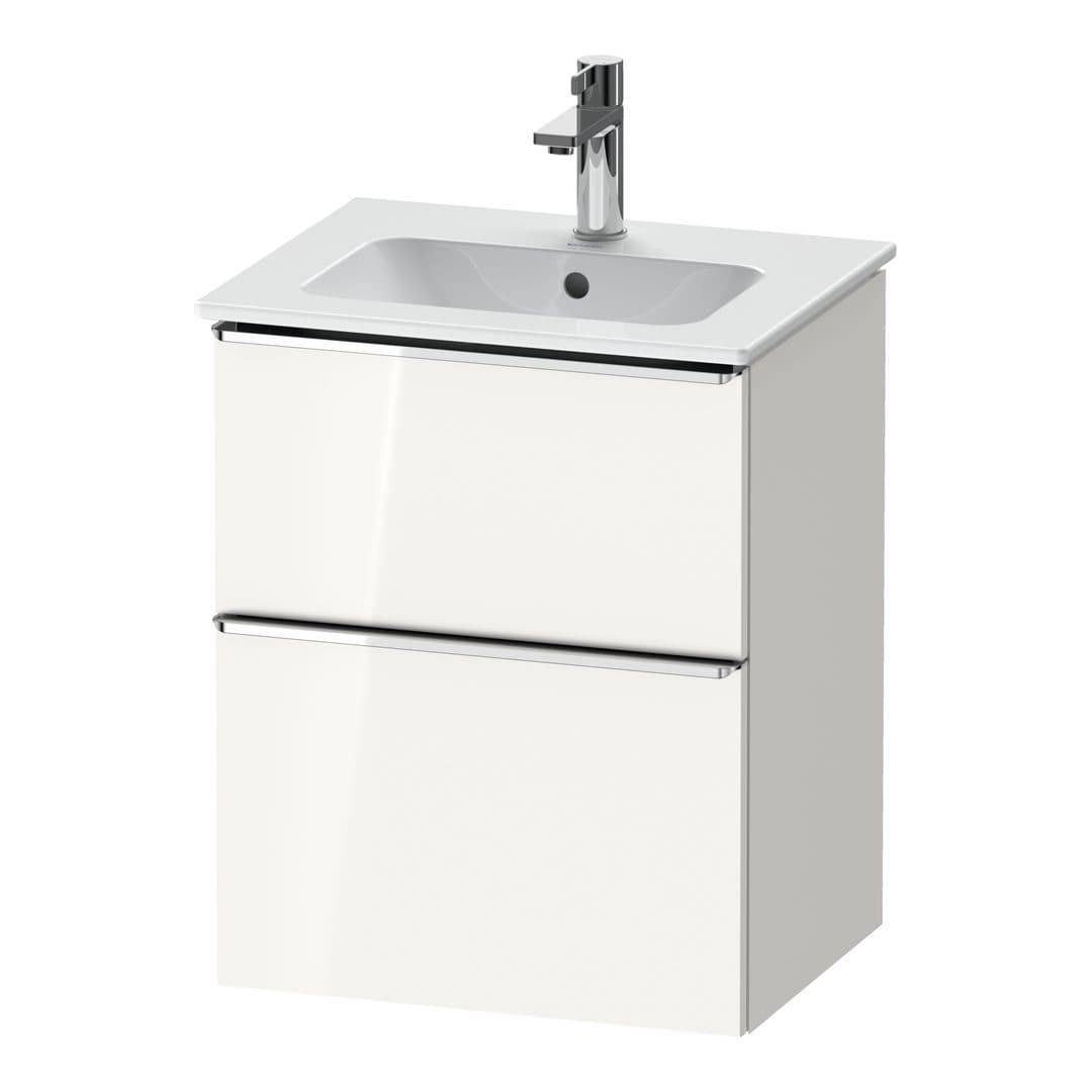 Duravit D-Neo – Έπιπλο Νιπτήρα – 510 mm, 2 συρτάρια, νιπτήρας κέντρο, Chrome High Gloss – White High Gloss, Decor (DE4360010220000)