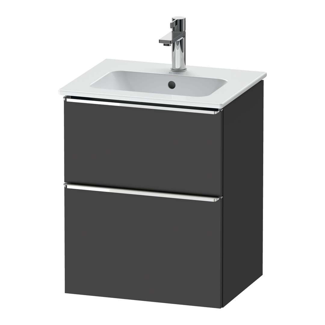 Duravit D-Neo – Έπιπλο Νιπτήρα – 510 mm, 2 συρτάρια, νιπτήρας κέντρο, Chrome High Gloss – Graphite Matt, Decor (DE4360010490000)