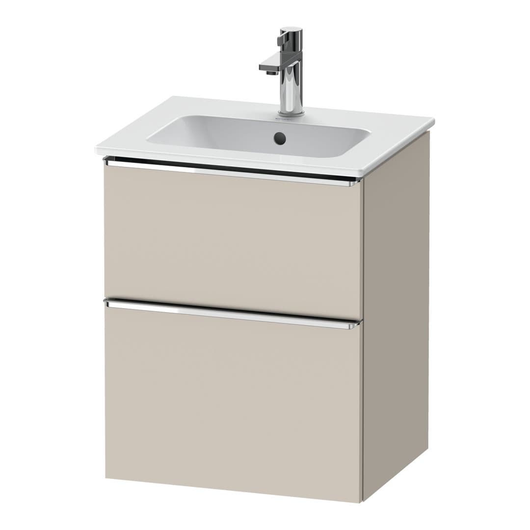 Duravit D-Neo – Έπιπλο Νιπτήρα – 510 mm, 2 συρτάρια, νιπτήρας κέντρο, Chrome High Gloss – Taupe Matt, Decor (DE4360010910000)