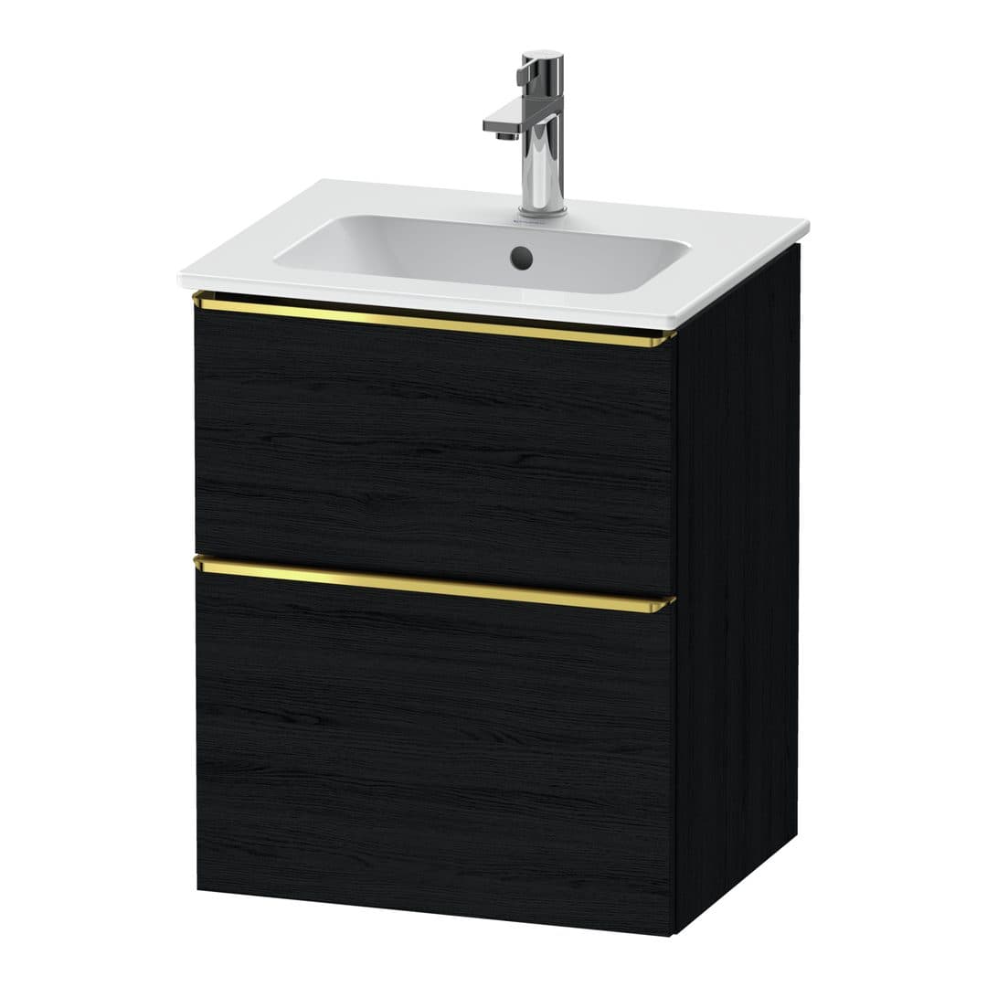 Duravit D-Neo – Έπιπλο Νιπτήρα – 510 mm, 2 συρτάρια, νιπτήρας κέντρο, Gold Polished – Black oak Matt, Decor (DE4360034160000)