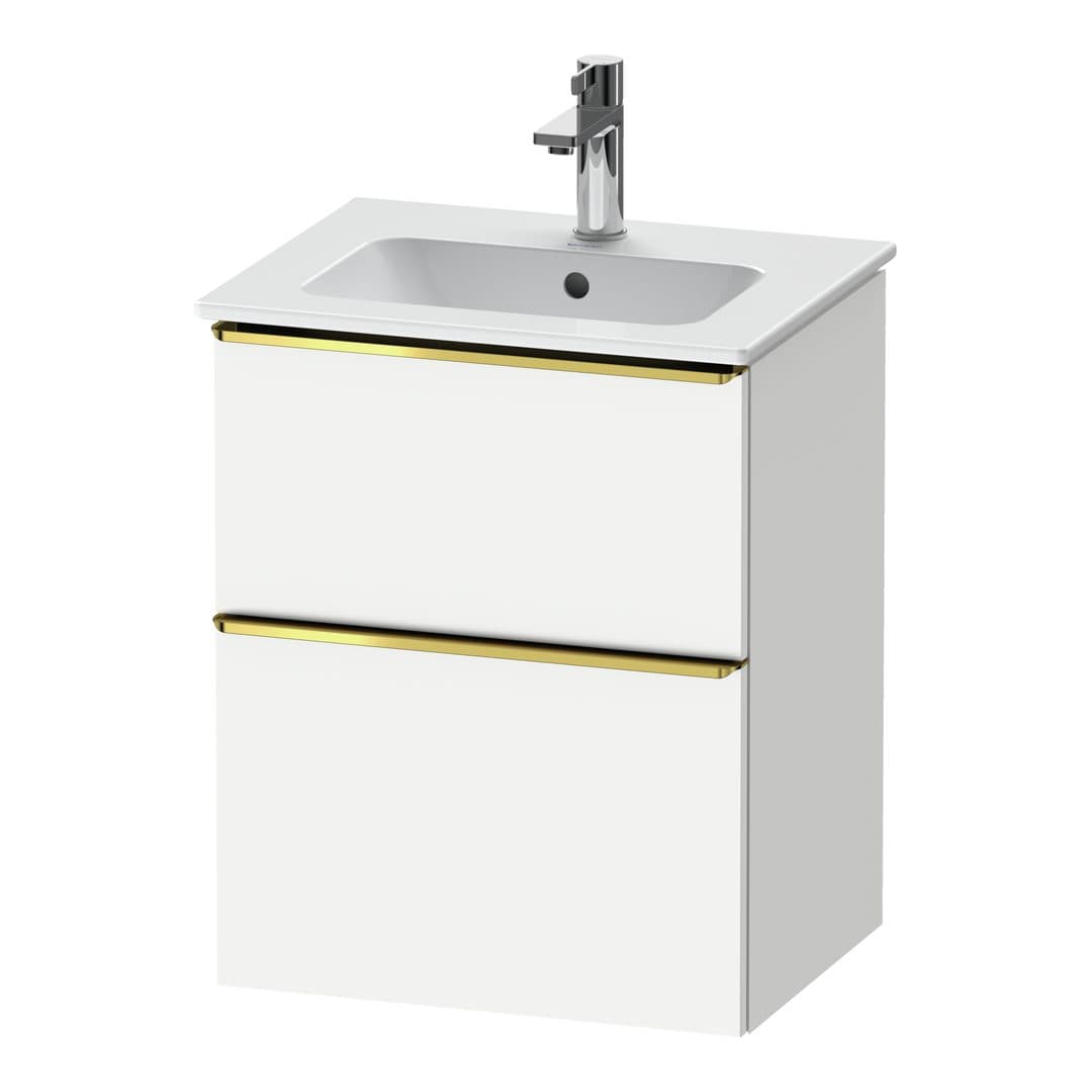 Duravit D-Neo – Έπιπλο Νιπτήρα – 510 mm, 2 συρτάρια, νιπτήρας κέντρο, Gold Polished – White Matt, Decor (DE4360034180000)
