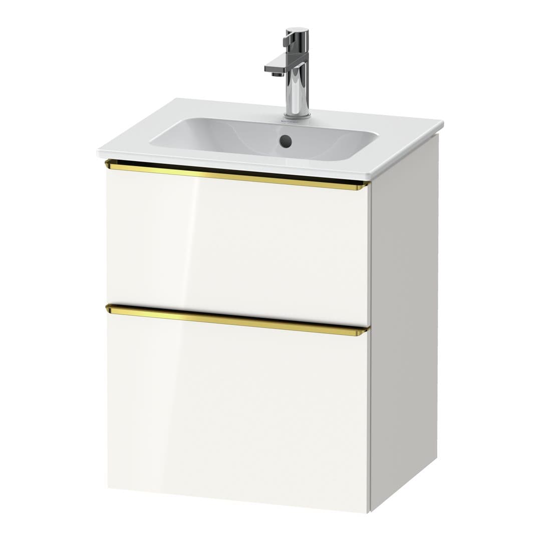 Duravit D-Neo – Έπιπλο Νιπτήρα – 510 mm, 2 συρτάρια, νιπτήρας κέντρο, Gold Polished – White High Gloss, Decor (DE4360034220000)